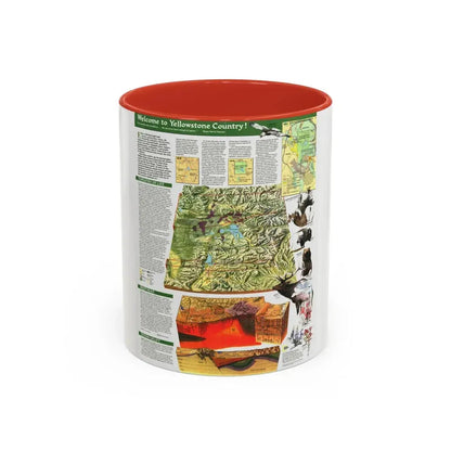USA - Yellowstone and Grand Teton 2 (1989) (Map) Accent Coffee Mug 11oz Red - Go Mug Yourself