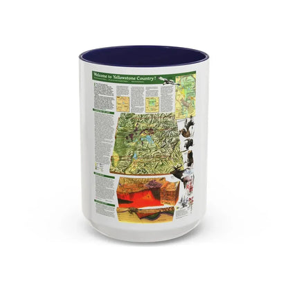 USA - Yellowstone and Grand Teton 2 (1989) (Map) Accent Coffee Mug 15oz Navy - Go Mug Yourself