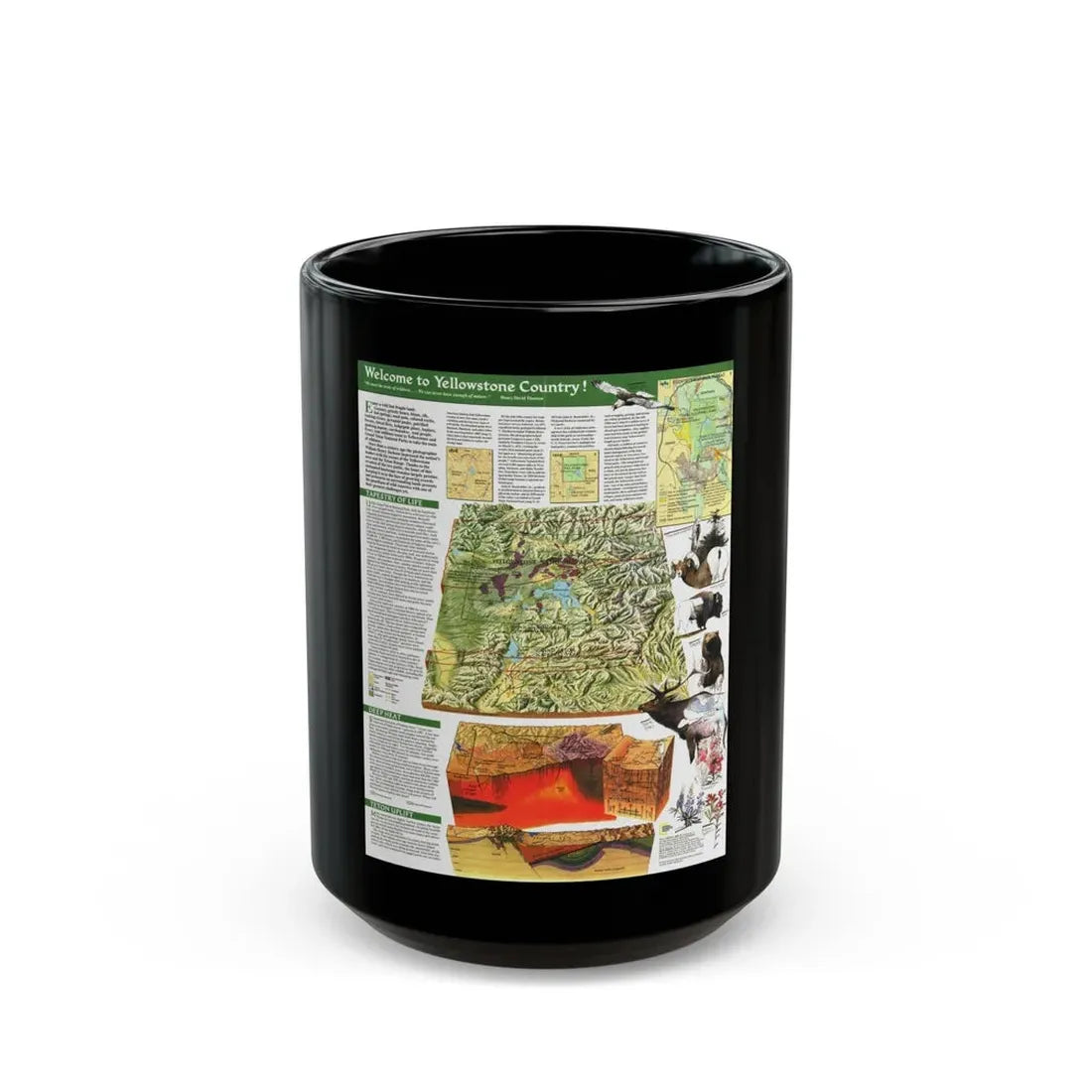 USA - Yellowstone and Grand Teton 2 (1989) (Map) Black Coffee Mug 15oz - Go Mug Yourself