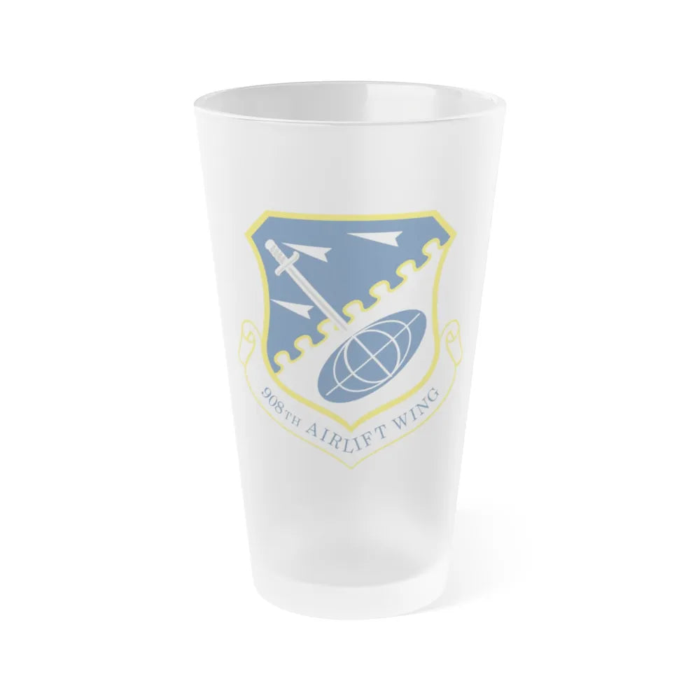 USAF 908th Airlift Wing (U.S. Air Force) Frosted Pint Glass 16oz-16oz-Frosted-Go Mug Yourself