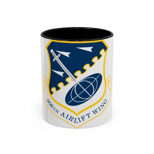 USAF 908th Airlift Wing (U.S. Air Force) Accent Coffee Mug 11oz Black - Go Mug Yourself