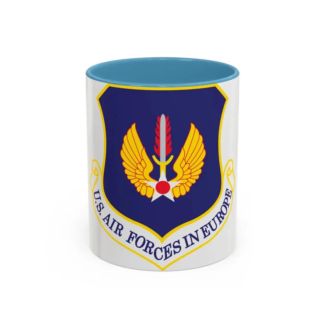USAF in Europe (U.S. Air Force) Accent Coffee Mug 11oz Light Blue - Go Mug Yourself