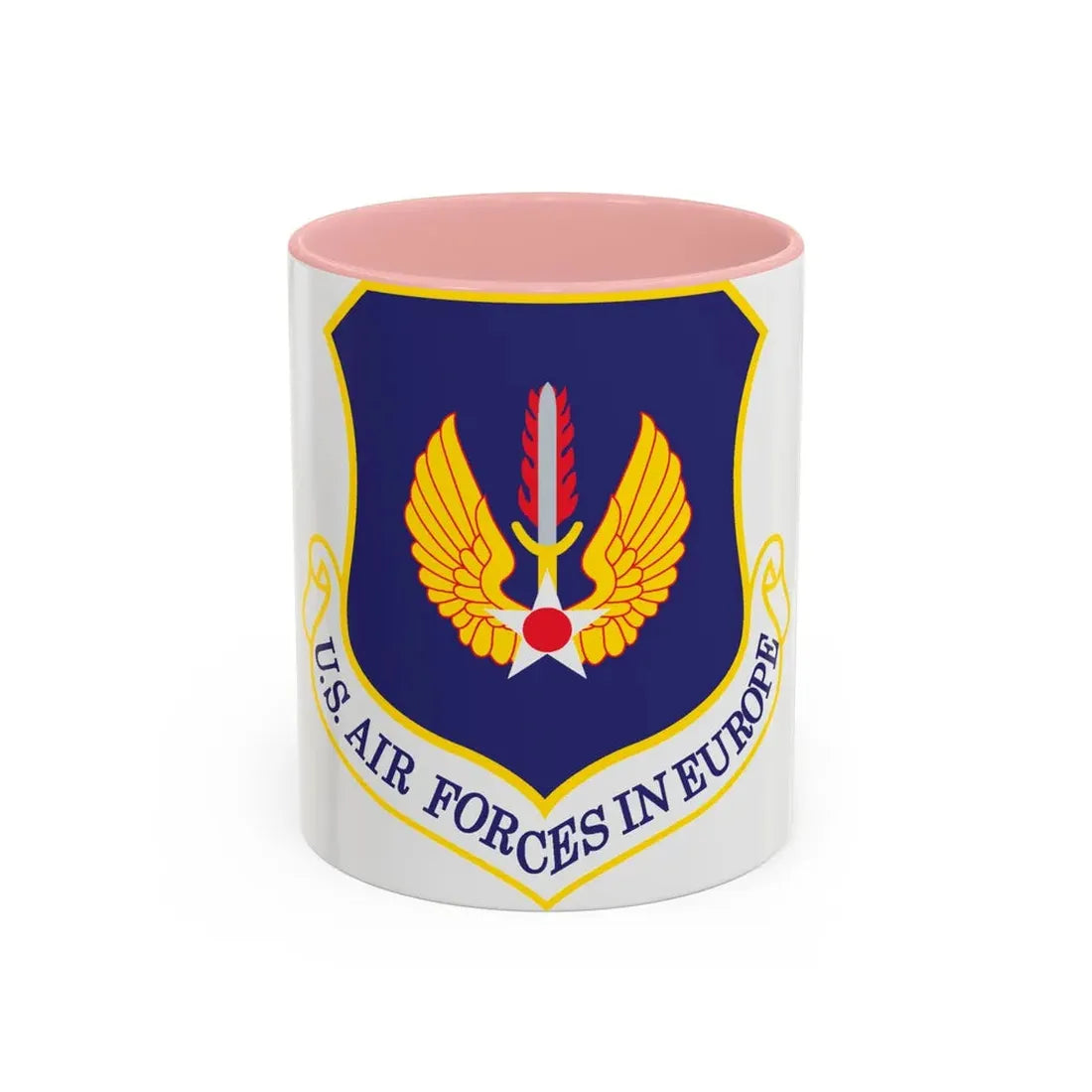 USAF in Europe (U.S. Air Force) Accent Coffee Mug 11oz Pink - Go Mug Yourself