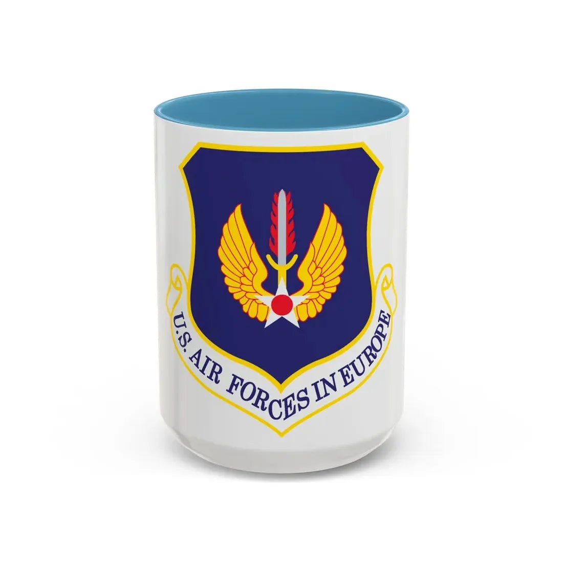 USAF in Europe (U.S. Air Force) Accent Coffee Mug 15oz Light Blue - Go Mug Yourself