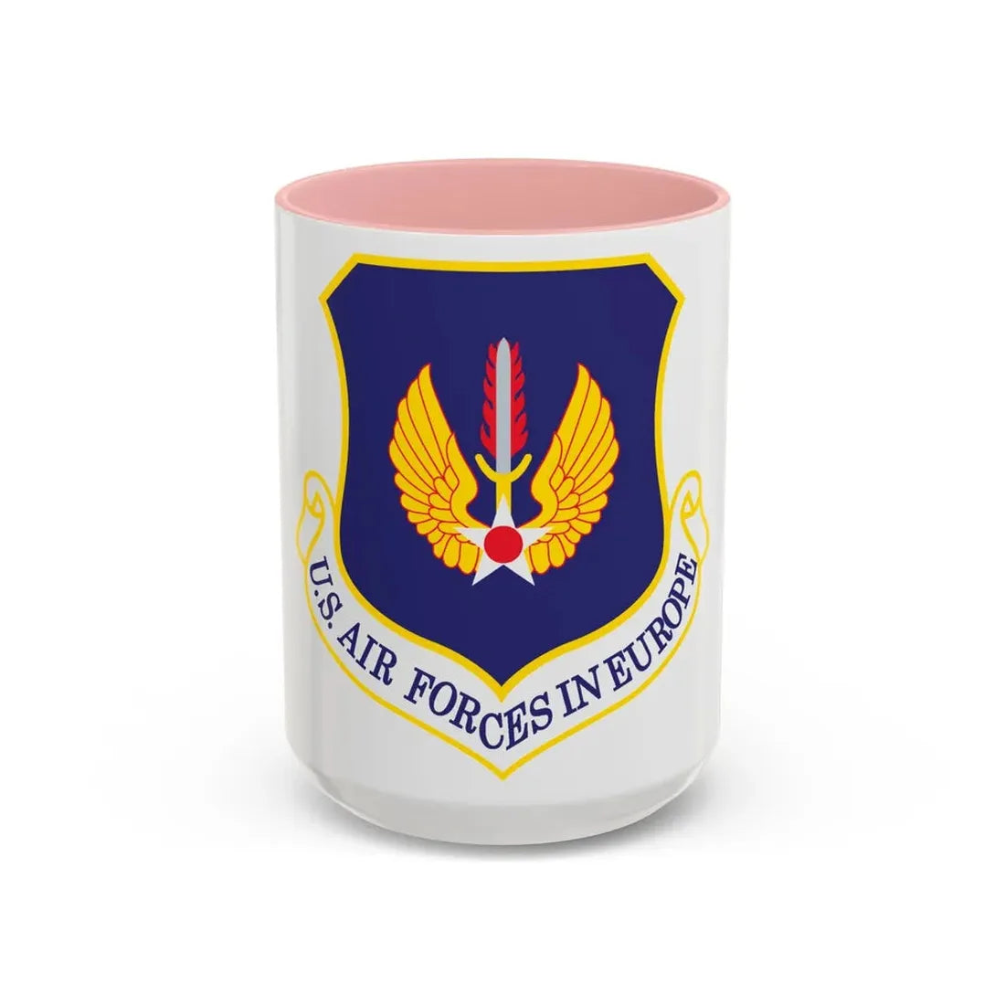 USAF in Europe (U.S. Air Force) Accent Coffee Mug 15oz Pink - Go Mug Yourself