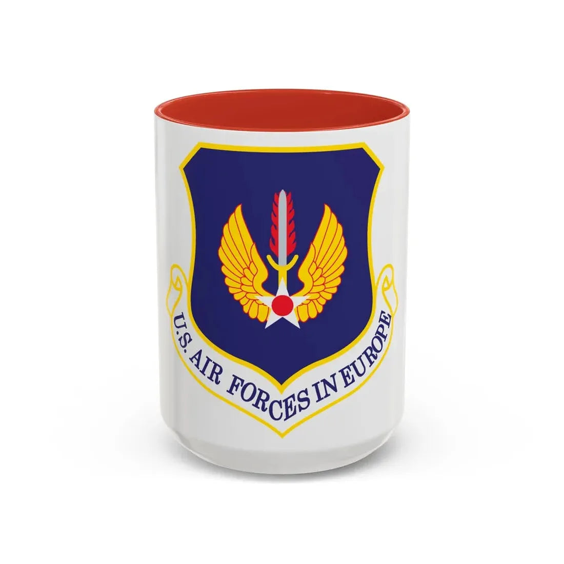 USAF in Europe (U.S. Air Force) Accent Coffee Mug 15oz Red - Go Mug Yourself