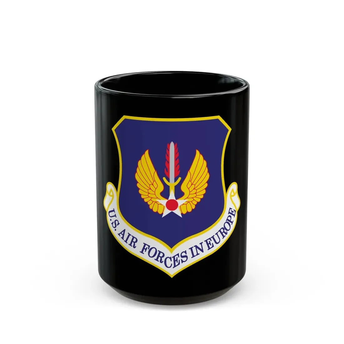 USAF in Europe (U.S. Air Force) Black Coffee Mug 15oz - Go Mug Yourself