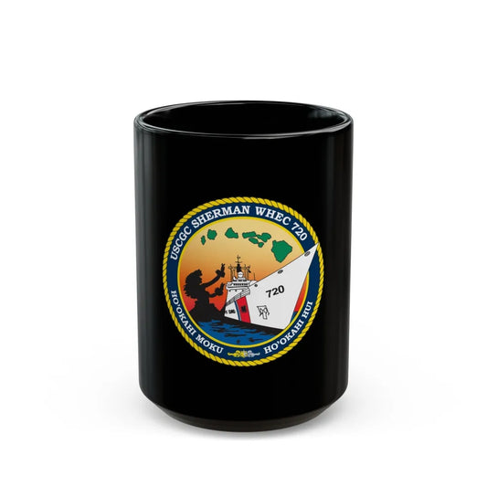 USCCG Sherman (U.S. Coast Guard) Black Coffee Mug-15oz-Go Mug Yourself