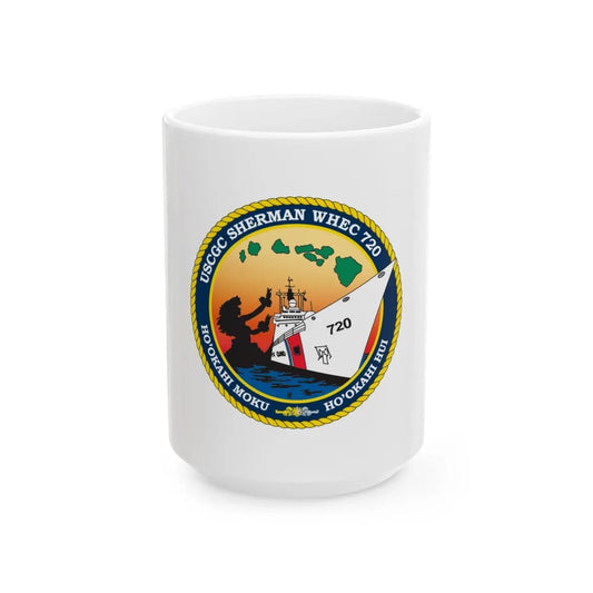 USCCG Sherman (U.S. Coast Guard) White Coffee Mug-15oz-Go Mug Yourself