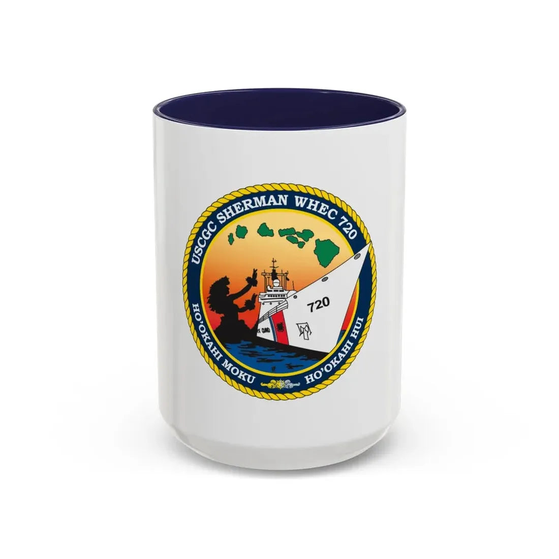 USCCG Sherman (U.S. Coast Guard) Accent Coffee Mug 15oz Navy - Go Mug Yourself