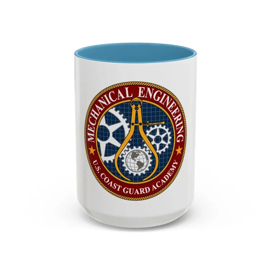 USCG Acad Mech Engineering (U.S. Coast Guard) Accent Coffee Mug 15oz Light Blue - Go Mug Yourself