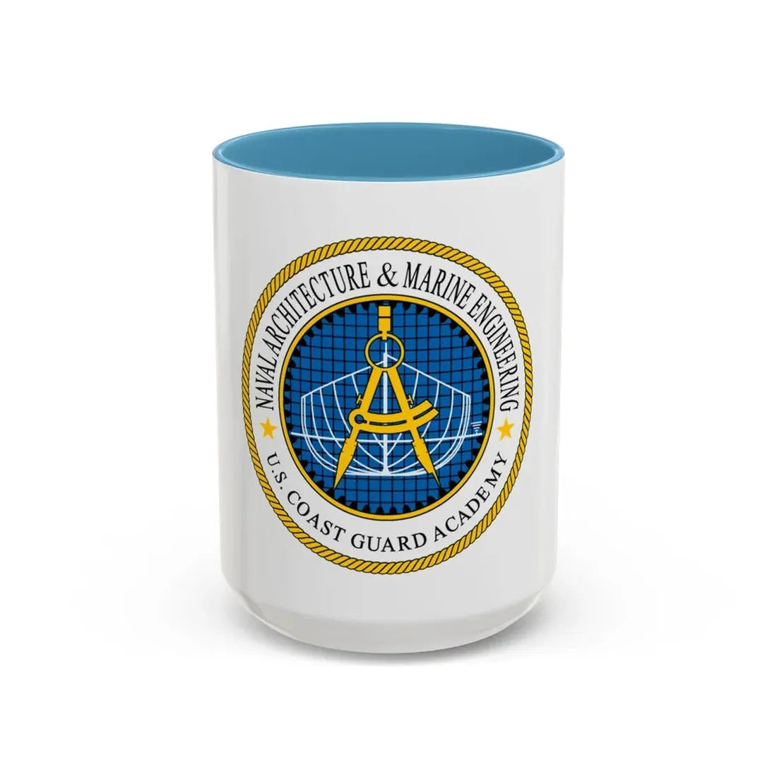USCG Academy NA&ME (U.S. Coast Guard) Accent Coffee Mug 15oz Light Blue - Go Mug Yourself
