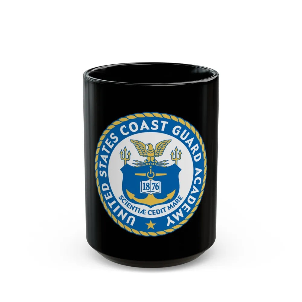 USCG Academy (U.S. Coast Guard) Black Coffee Mug-15oz-Go Mug Yourself