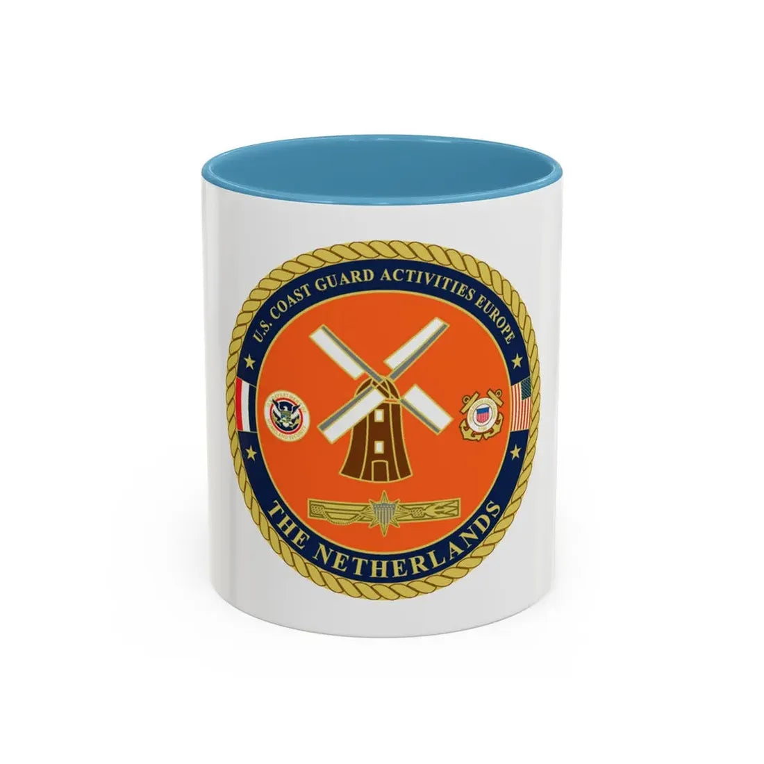 USCG ACTEURO The Netherlands (U.S. Coast Guard) Accent Coffee Mug 11oz Light Blue - Go Mug Yourself