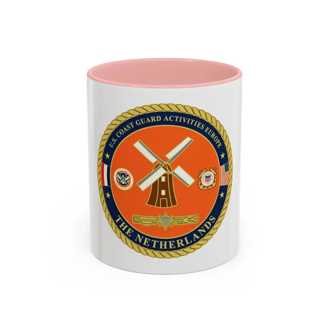 USCG ACTEURO The Netherlands (U.S. Coast Guard) Accent Coffee Mug 11oz Pink - Go Mug Yourself