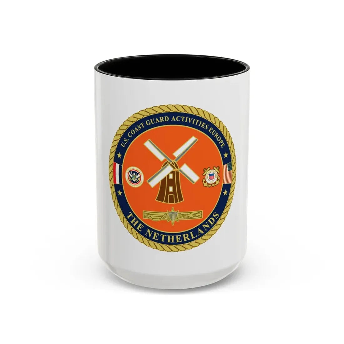 USCG ACTEURO The Netherlands (U.S. Coast Guard) Accent Coffee Mug 15oz Black - Go Mug Yourself