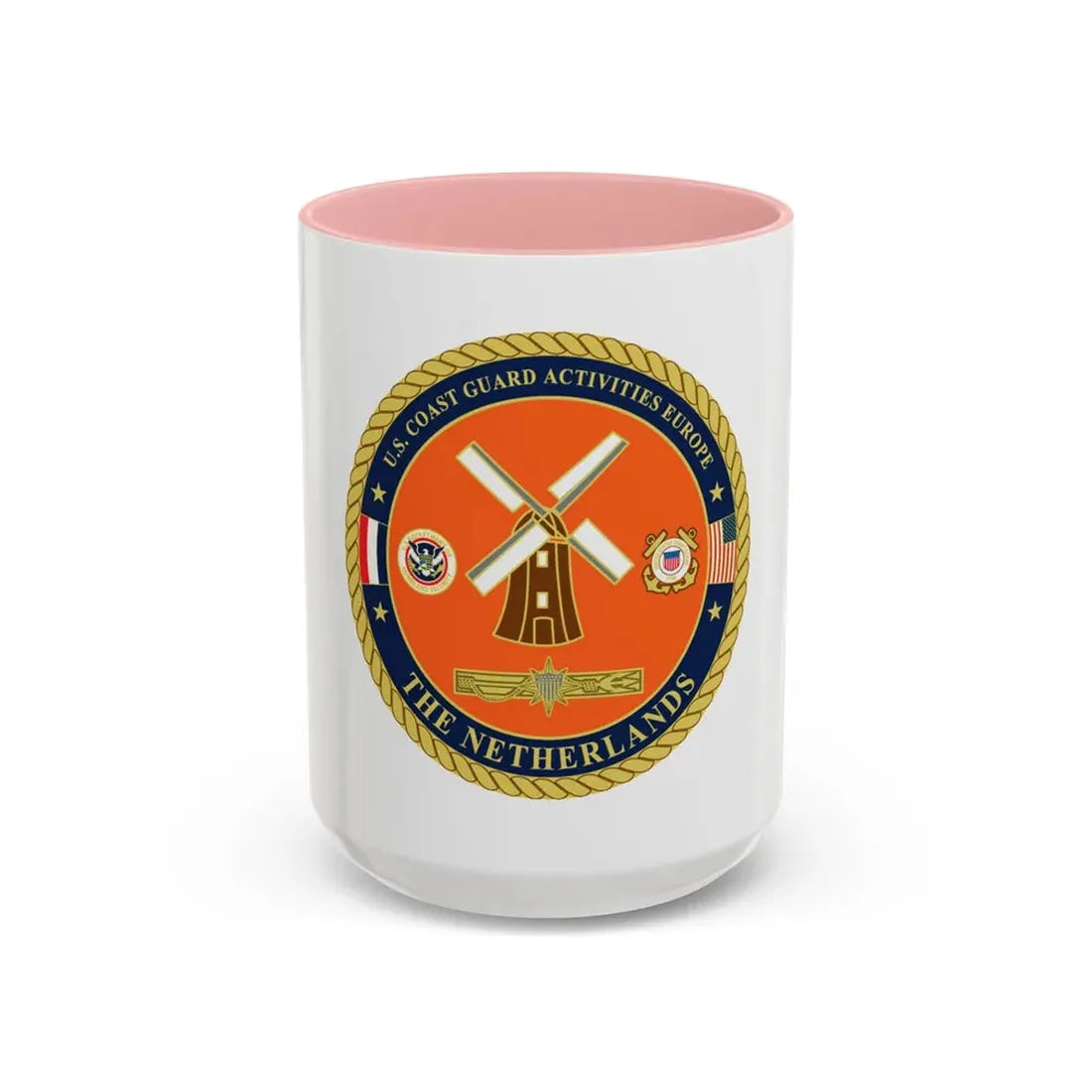 USCG ACTEURO The Netherlands (U.S. Coast Guard) Accent Coffee Mug 15oz Pink - Go Mug Yourself