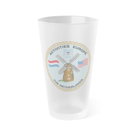 USCG Activities Europe the Netherlands (U.S. Coast Guard) Frosted Pint Glass 16oz-Go Mug Yourself