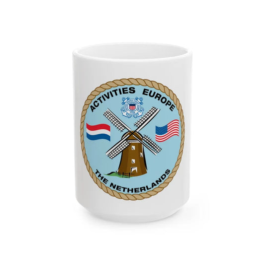 USCG Activities Europe the Netherlands (U.S. Coast Guard) White Coffee Mug-15oz-Go Mug Yourself