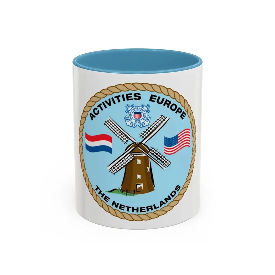 USCG Activities Europe the Netherlands (U.S. Coast Guard) Accent Coffee Mug 11oz Light Blue - Go Mug Yourself