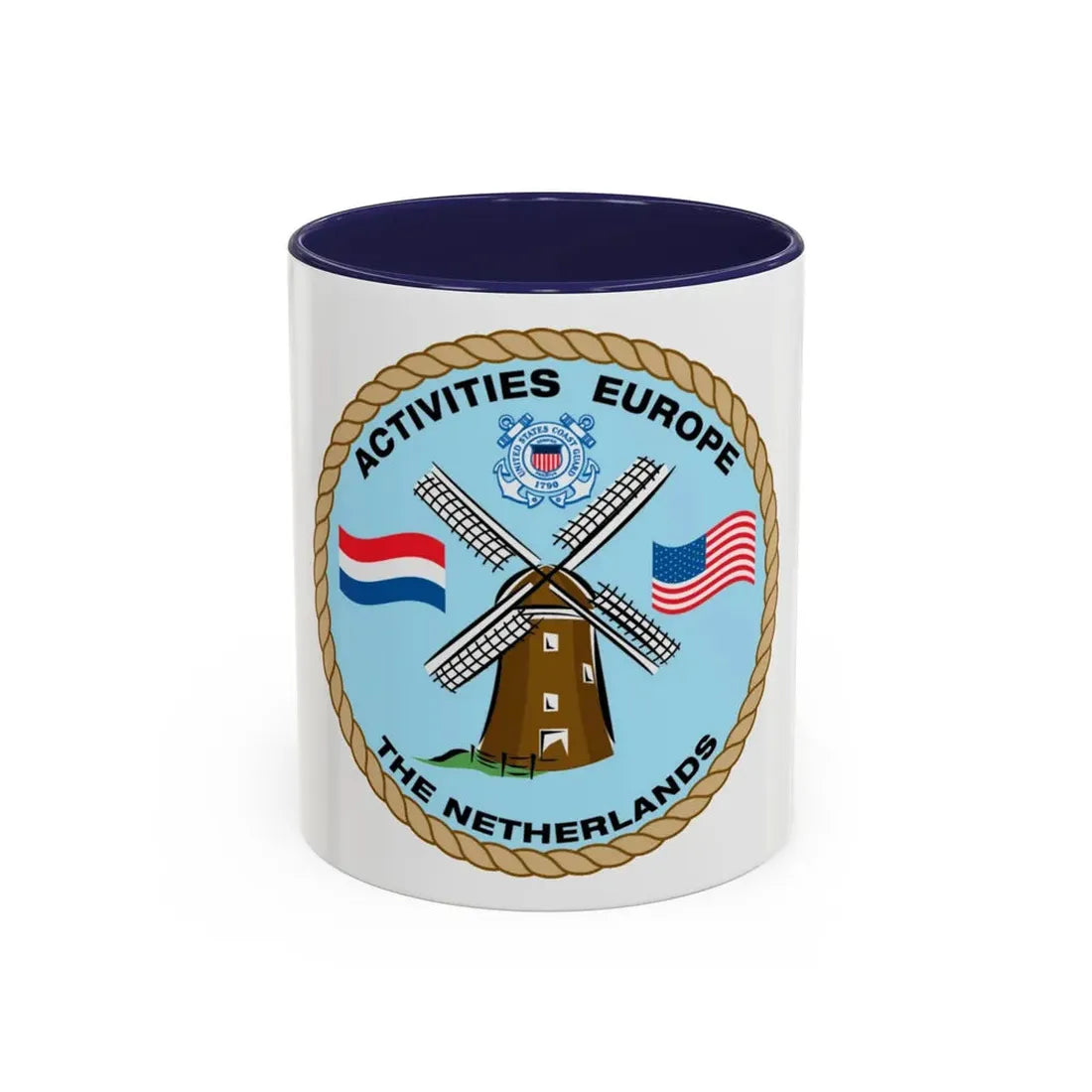 USCG Activities Europe the Netherlands (U.S. Coast Guard) Accent Coffee Mug 11oz Navy - Go Mug Yourself