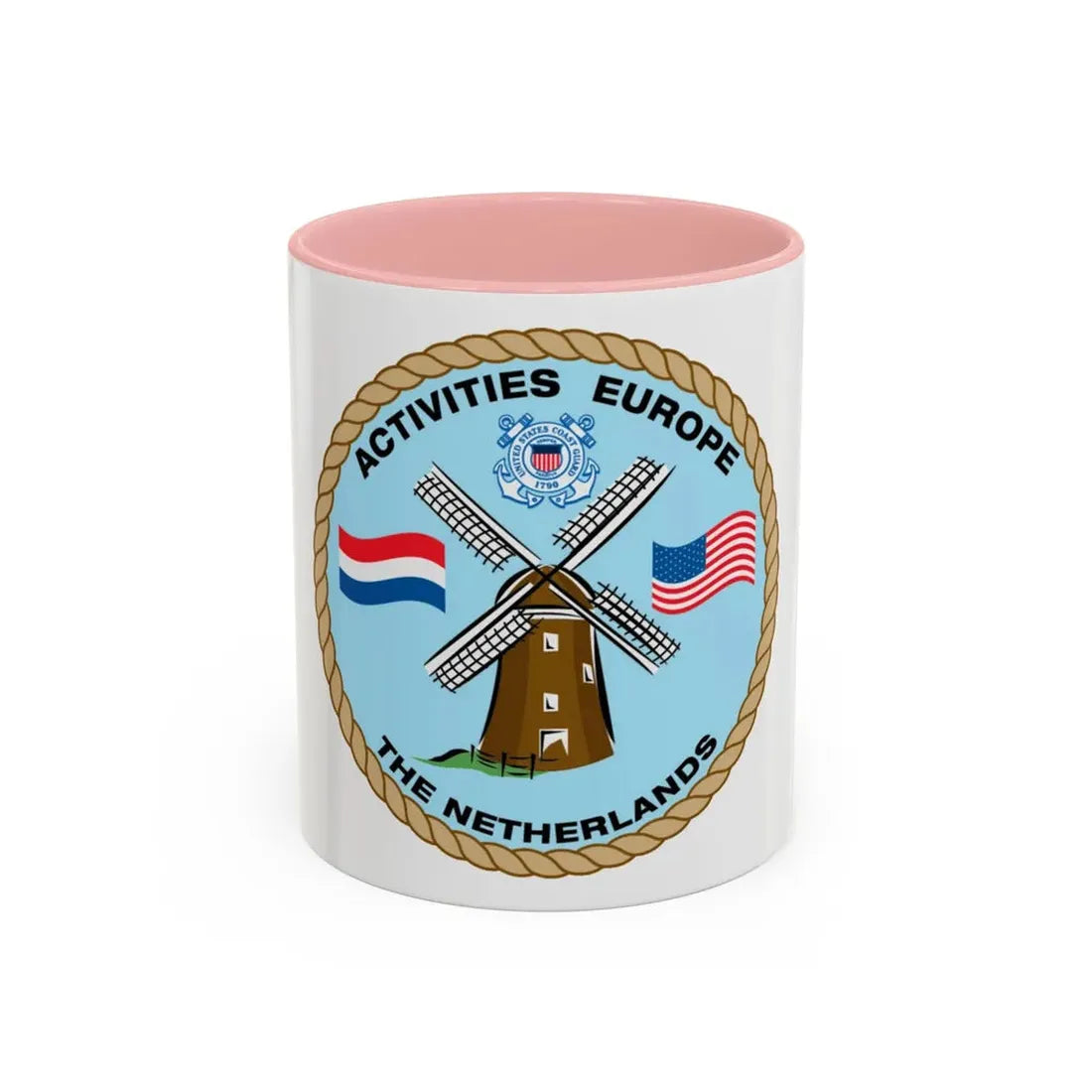 USCG Activities Europe the Netherlands (U.S. Coast Guard) Accent Coffee Mug 11oz Pink - Go Mug Yourself