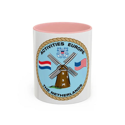 USCG Activities Europe the Netherlands (U.S. Coast Guard) Accent Coffee Mug 11oz Pink - Go Mug Yourself