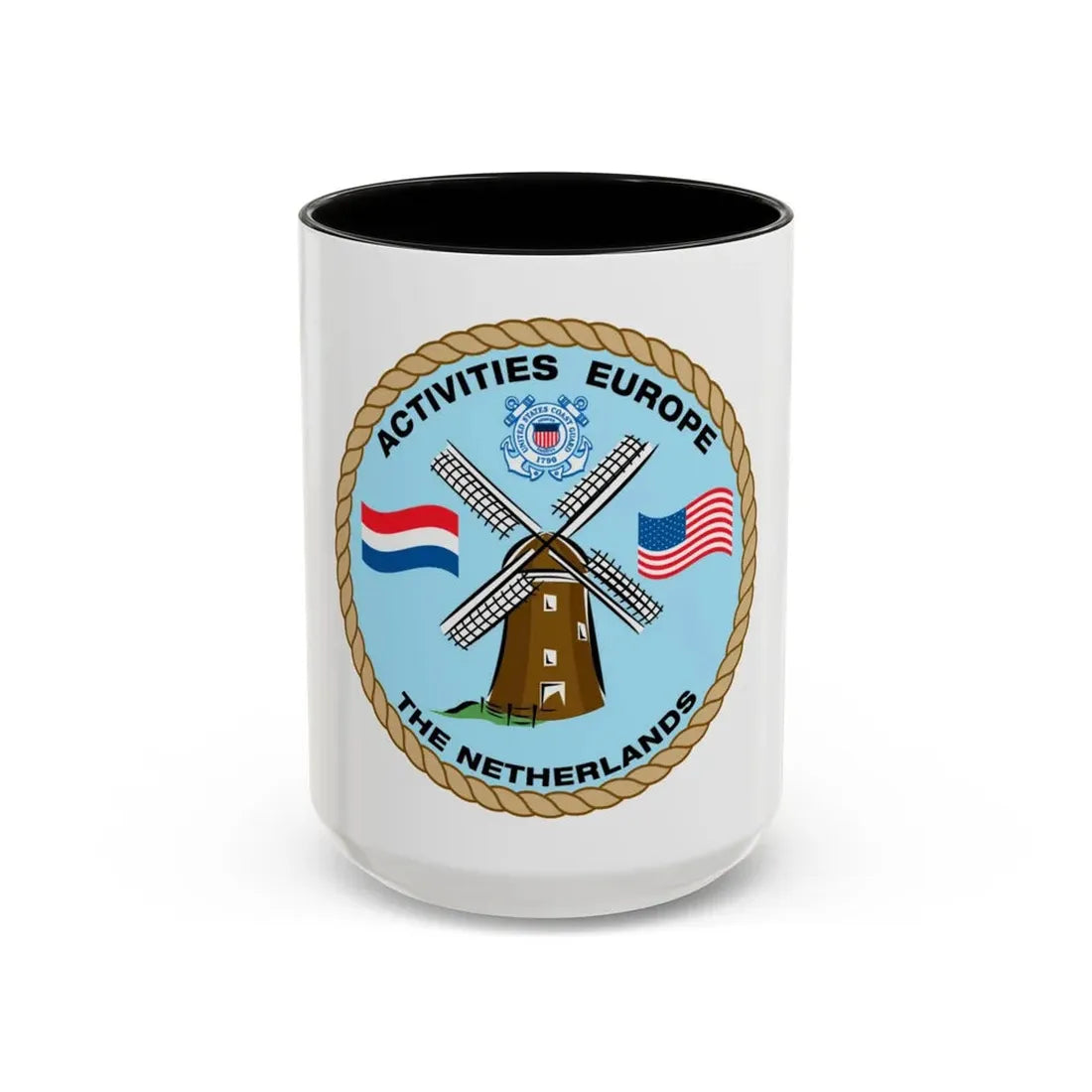 USCG Activities Europe the Netherlands (U.S. Coast Guard) Accent Coffee Mug 15oz Black - Go Mug Yourself