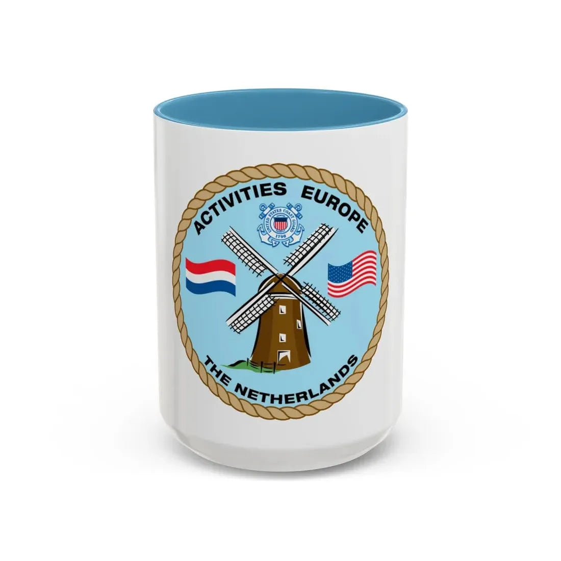 USCG Activities Europe the Netherlands (U.S. Coast Guard) Accent Coffee Mug 15oz Light Blue - Go Mug Yourself
