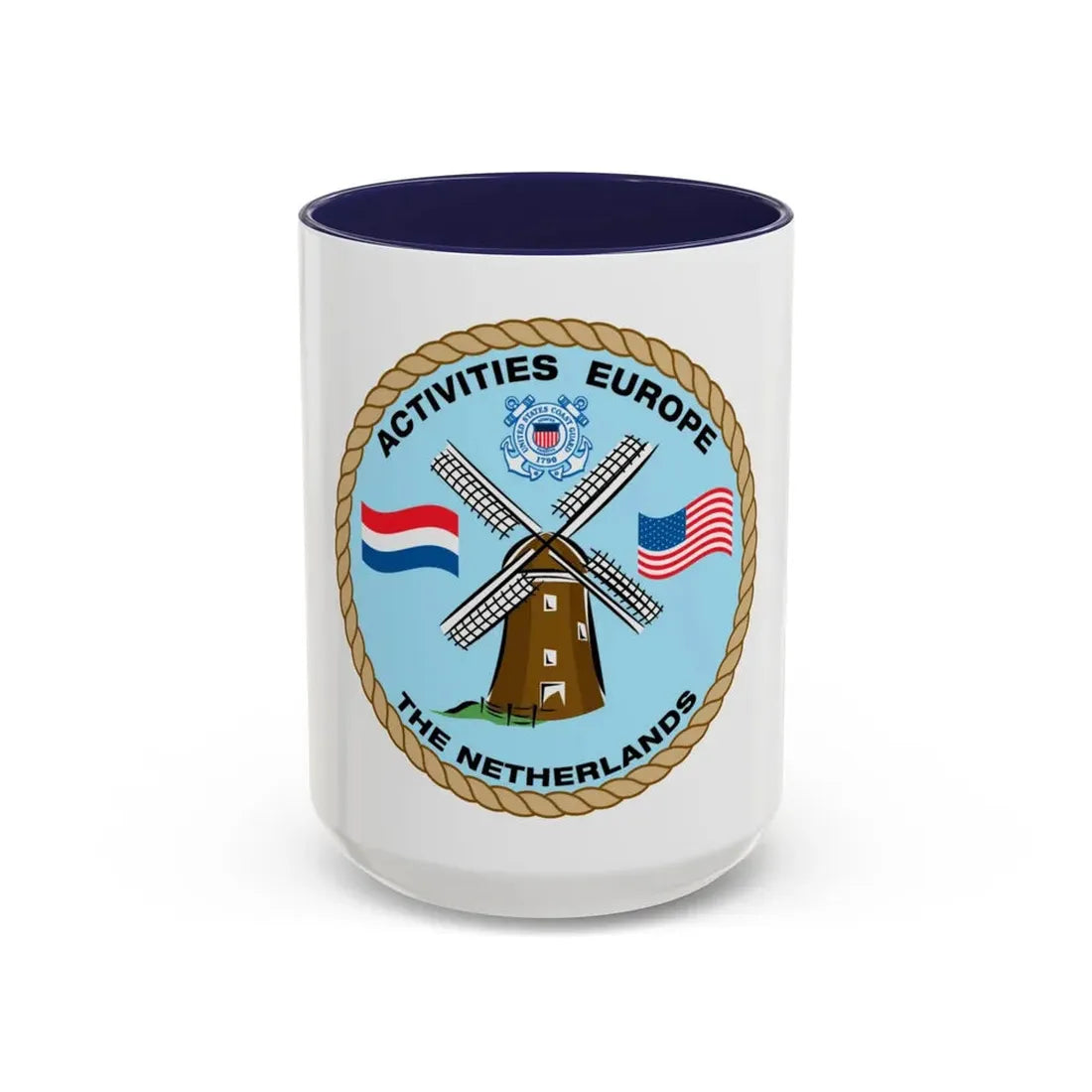 USCG Activities Europe the Netherlands (U.S. Coast Guard) Accent Coffee Mug 15oz Navy - Go Mug Yourself