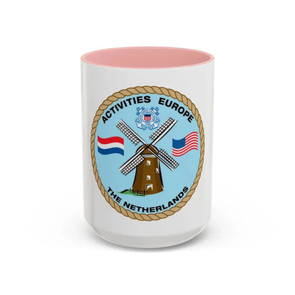 USCG Activities Europe the Netherlands (U.S. Coast Guard) Accent Coffee Mug 15oz Pink - Go Mug Yourself
