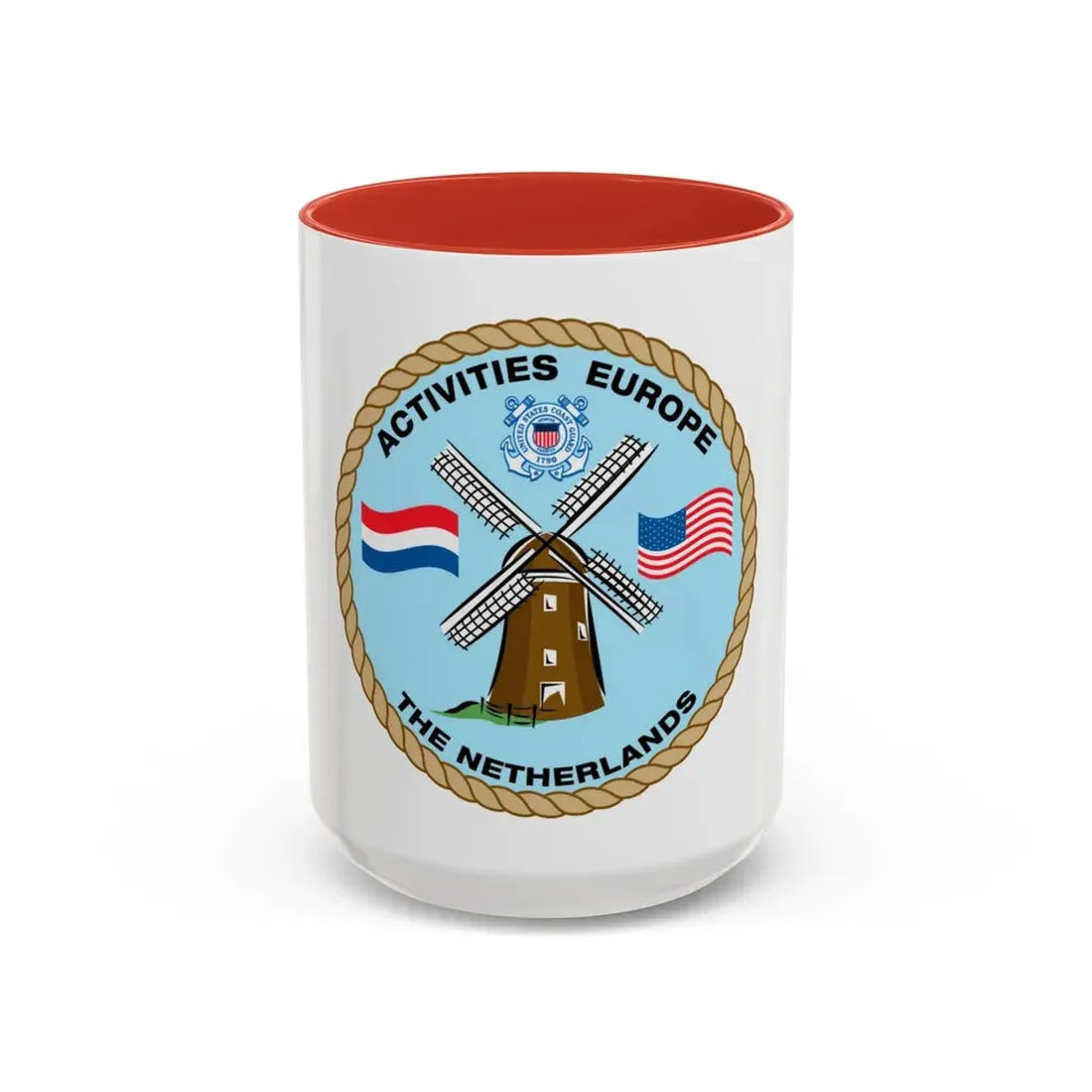 USCG Activities Europe the Netherlands (U.S. Coast Guard) Accent Coffee Mug 15oz Red - Go Mug Yourself