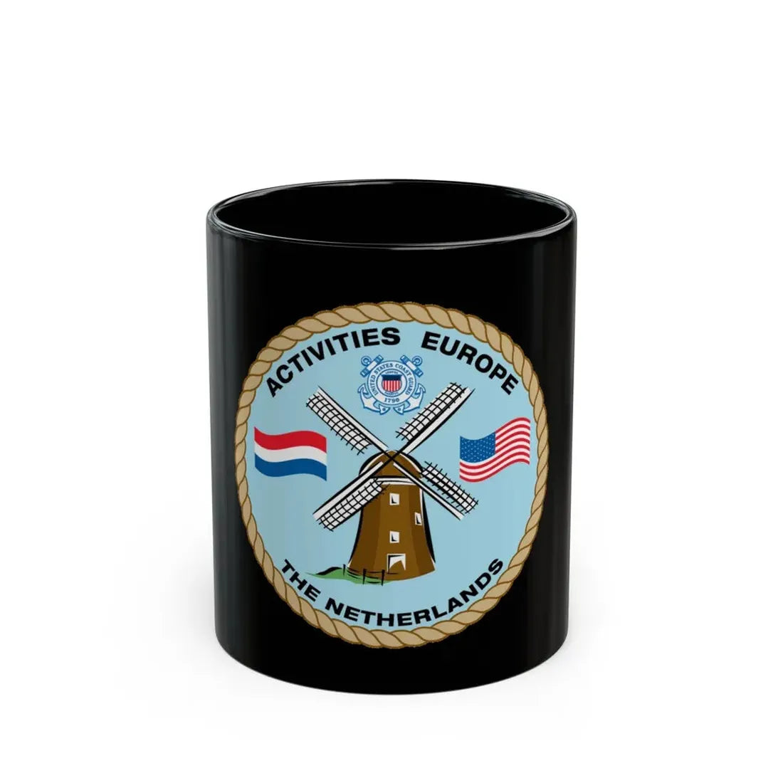 USCG Activities Europe the Netherlands (U.S. Coast Guard) Black Coffee Mug 11oz - Go Mug Yourself