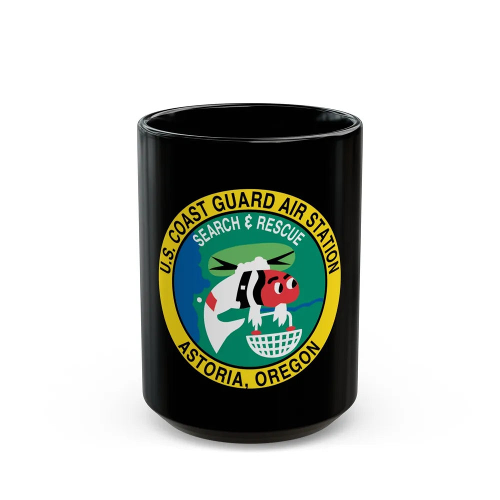 USCG Air Station Astoria (U.S. Coast Guard) Black Coffee Mug-15oz-Go Mug Yourself