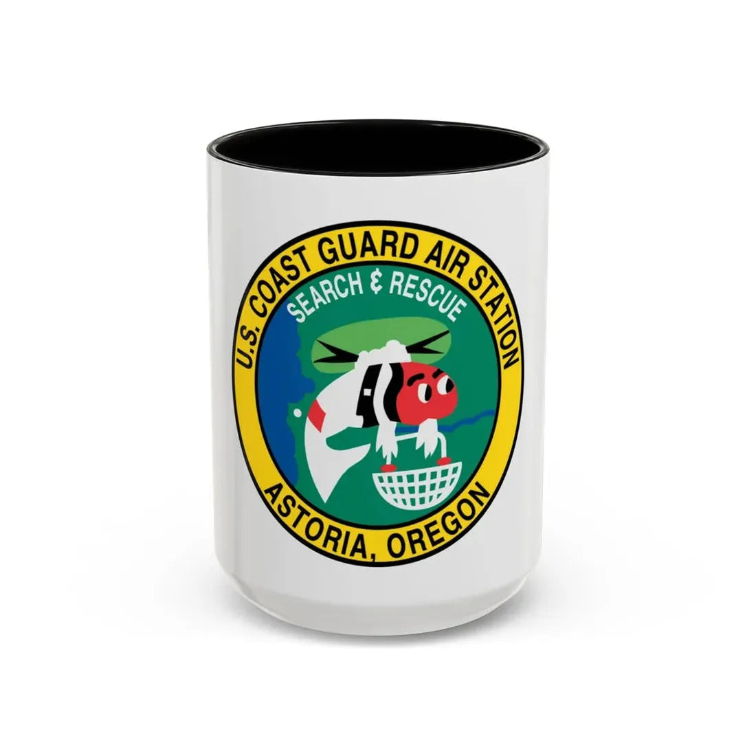 USCG Air Station Astoria (U.S. Coast Guard) Accent Coffee Mug 15oz Black - Go Mug Yourself