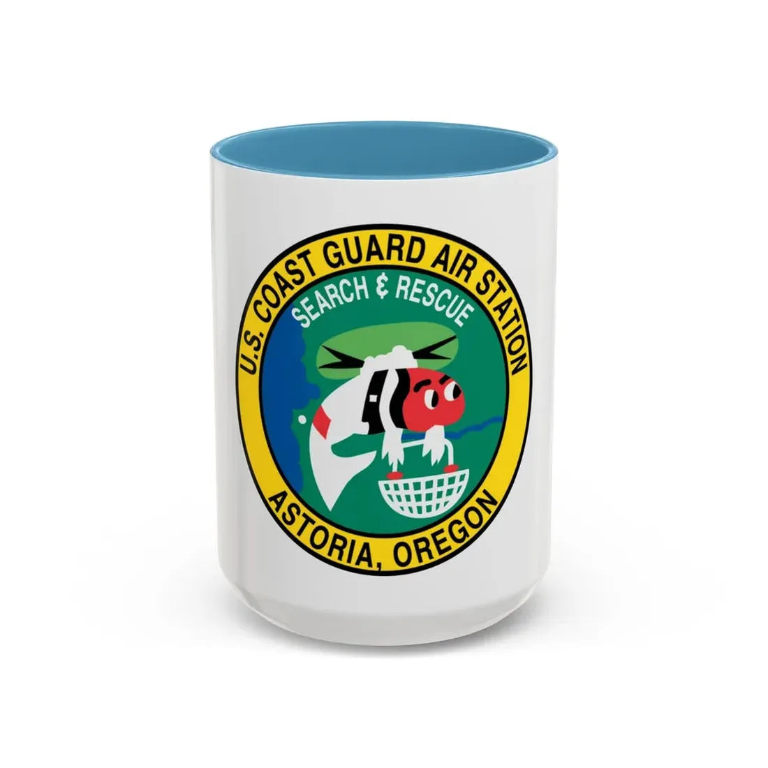 USCG Air Station Astoria (U.S. Coast Guard) Accent Coffee Mug 15oz Light Blue - Go Mug Yourself