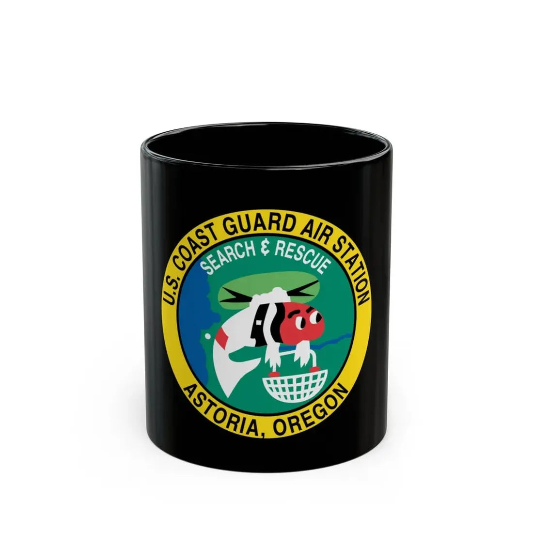 USCG Air Station Astoria (U.S. Coast Guard) Black Coffee Mug 11oz - Go Mug Yourself