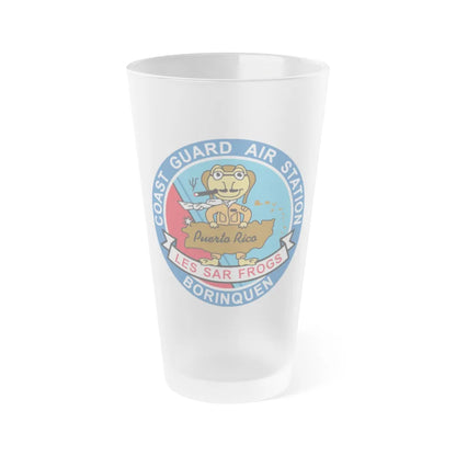 USCG Air Station Borinquen Les SAR Frog (U.S. Coast Guard) Frosted Pint Glass 16oz-Go Mug Yourself