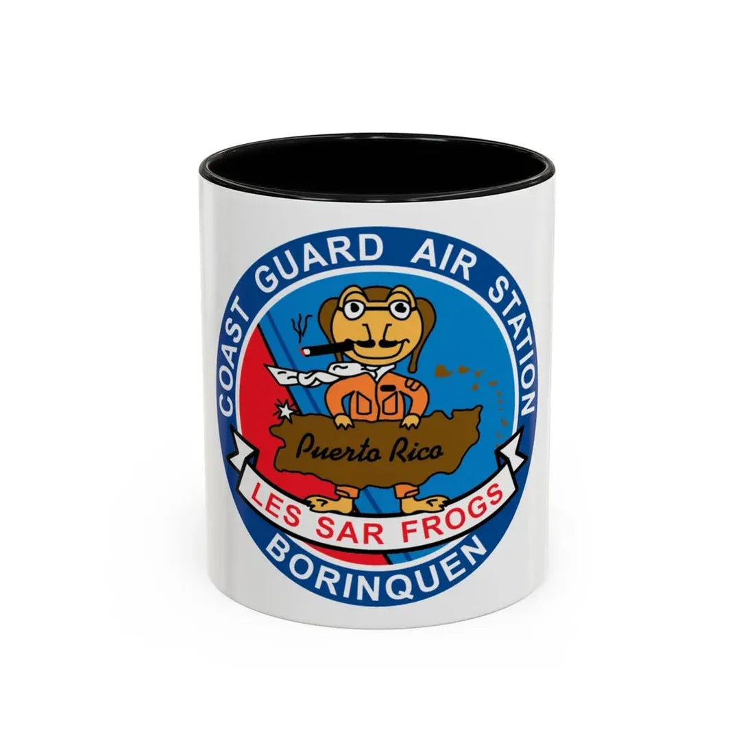 USCG Air Station Borinquen   Les SAR Frog (U.S. Coast Guard) Accent Coffee Mug 11oz Black - Go Mug Yourself