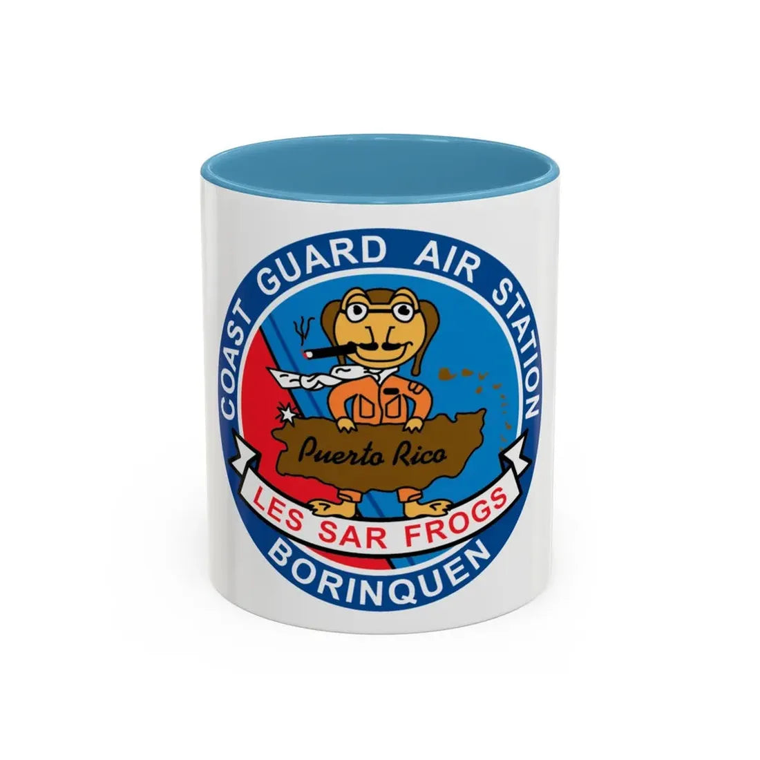USCG Air Station Borinquen   Les SAR Frog (U.S. Coast Guard) Accent Coffee Mug 11oz Light Blue - Go Mug Yourself