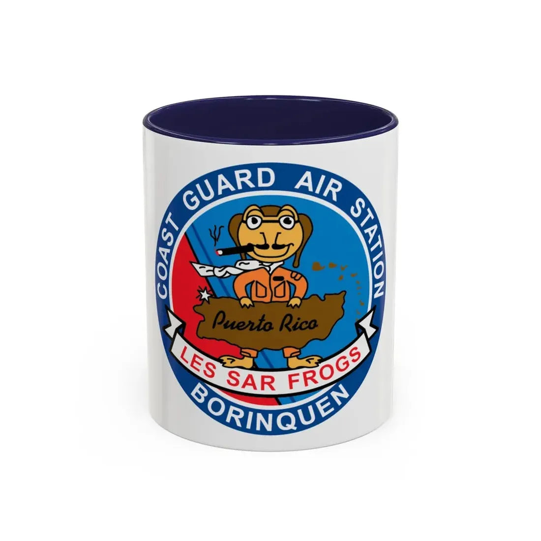 USCG Air Station Borinquen   Les SAR Frog (U.S. Coast Guard) Accent Coffee Mug 11oz Navy - Go Mug Yourself