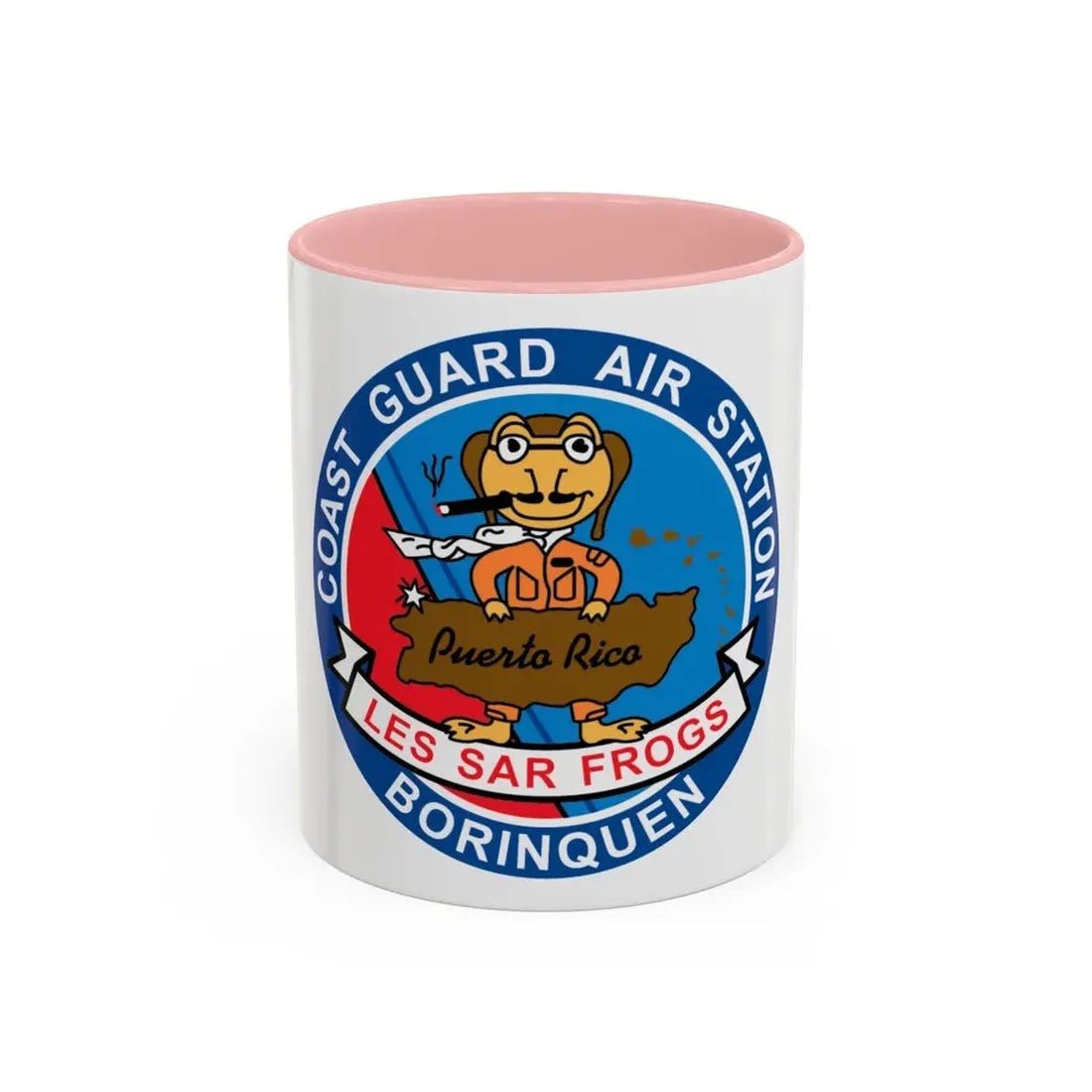 USCG Air Station Borinquen   Les SAR Frog (U.S. Coast Guard) Accent Coffee Mug 11oz Pink - Go Mug Yourself
