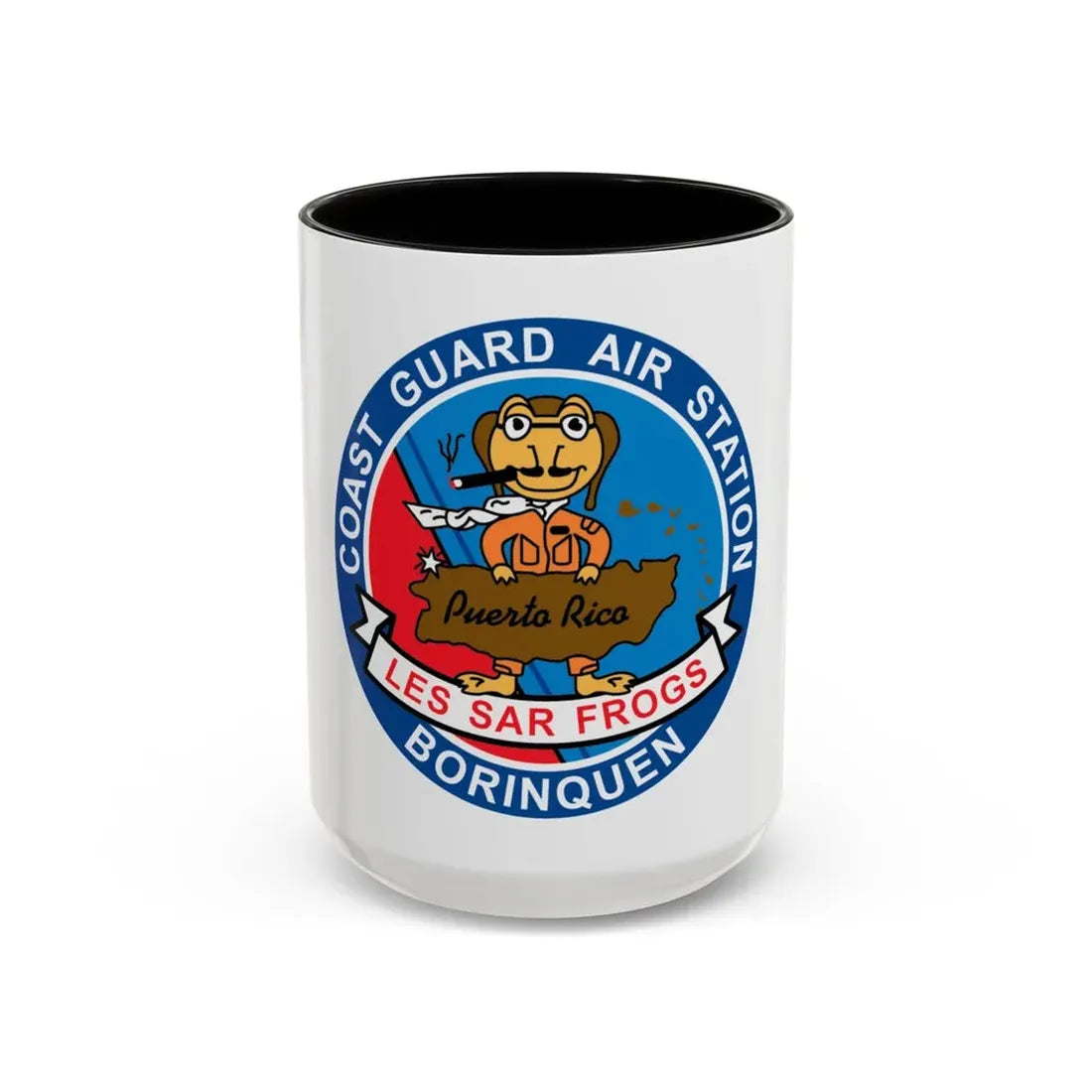 USCG Air Station Borinquen   Les SAR Frog (U.S. Coast Guard) Accent Coffee Mug 15oz Black - Go Mug Yourself