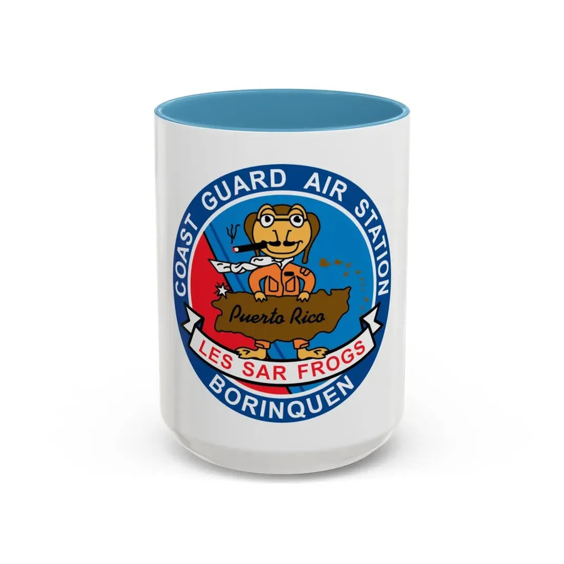 USCG Air Station Borinquen   Les SAR Frog (U.S. Coast Guard) Accent Coffee Mug 15oz Light Blue - Go Mug Yourself