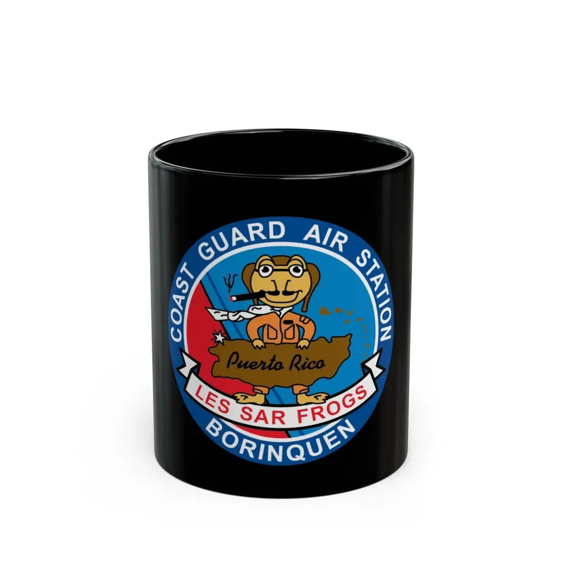 USCG Air Station Borinquen   Les SAR Frog (U.S. Coast Guard) Black Coffee Mug 11oz - Go Mug Yourself