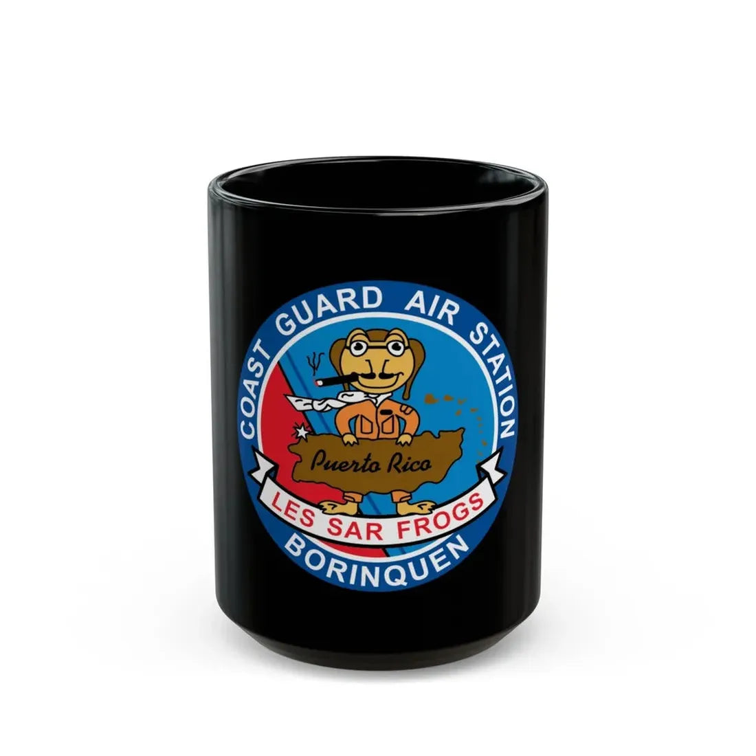 USCG Air Station Borinquen   Les SAR Frog (U.S. Coast Guard) Black Coffee Mug - Go Mug Yourself