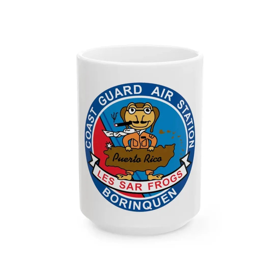 USCG Air Station Borinquen   Les SAR Frog (U.S. Coast Guard) White Coffee Mug 15oz - Go Mug Yourself
