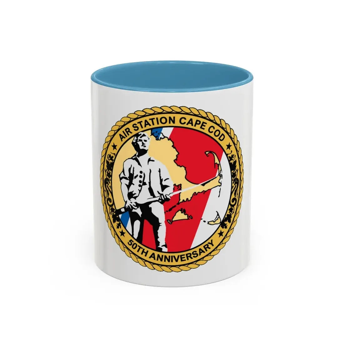 USCG Air Station CAPE COD (U.S. Coast Guard) Accent Coffee Mug 11oz Light Blue - Go Mug Yourself