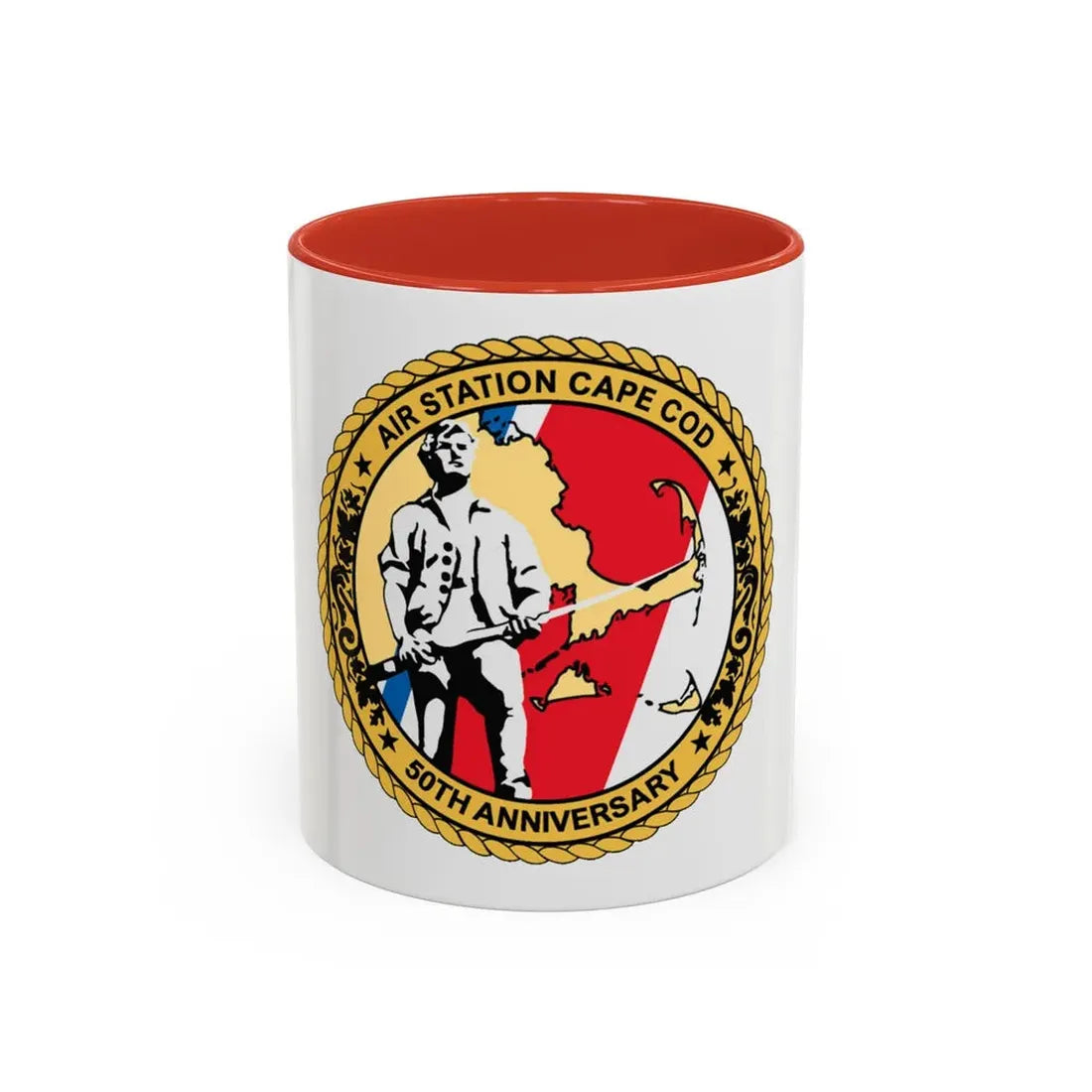 USCG Air Station CAPE COD (U.S. Coast Guard) Accent Coffee Mug 11oz Red - Go Mug Yourself