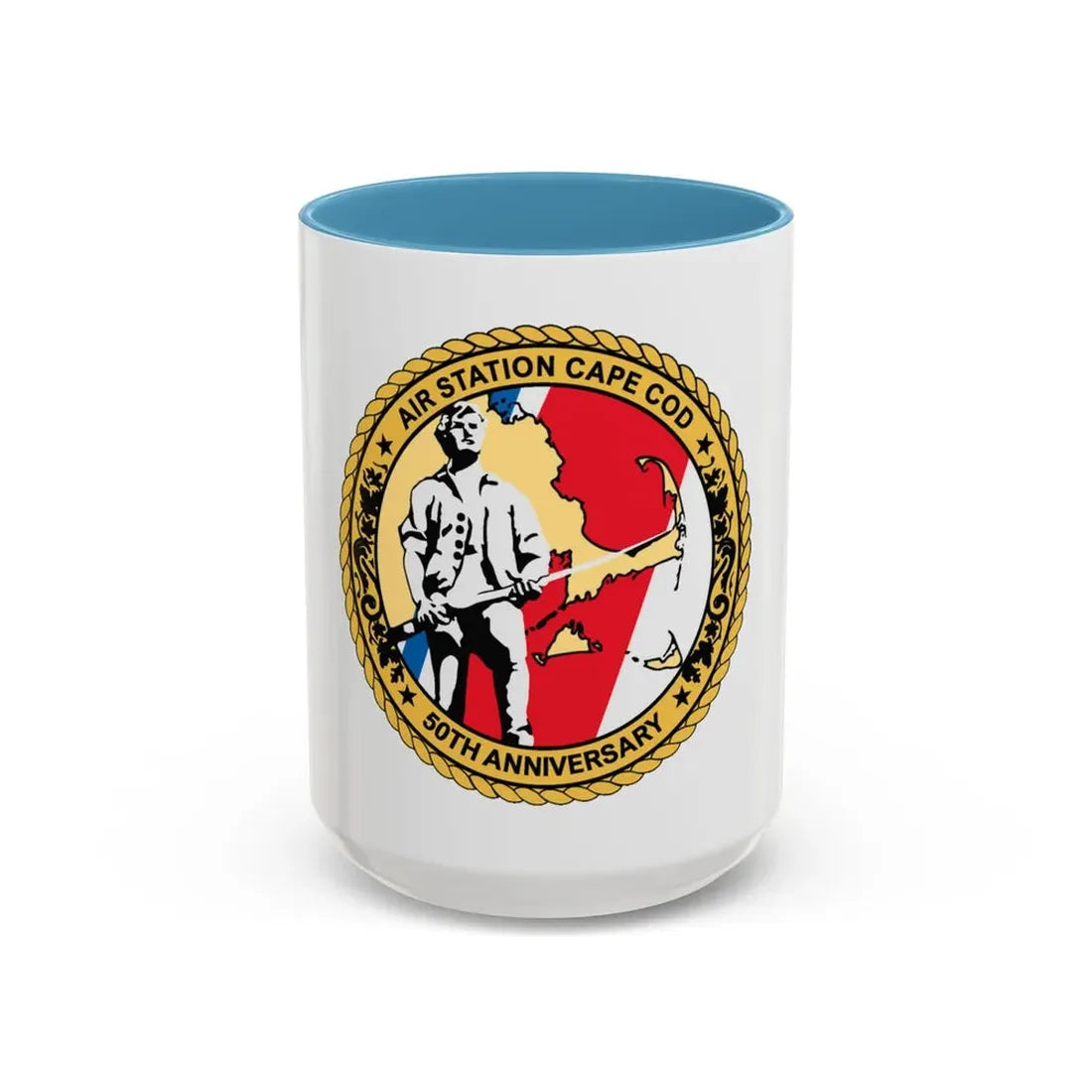 USCG Air Station CAPE COD (U.S. Coast Guard) Accent Coffee Mug 15oz Light Blue - Go Mug Yourself